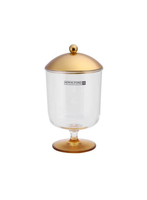 

Royalford 14cm Acrylic Candy Bowl with Lid, Gold/Clear