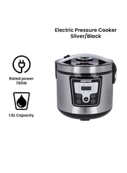 Geepas 1.8L Digital Multi Cooker With 12 Multi Cooking Program Including LED Display Hard and Quality Non-Stick Inner Pot, 700W, GMC35031, Silver/Black