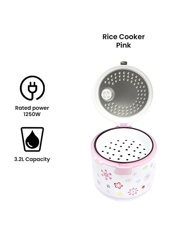 Geepas 3.2L Electric Rice Cooker, 1089W, GRC4331N, Pink