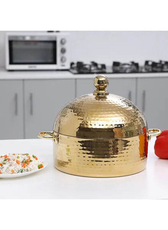 

Royalford 4 Ltr Stainless Steel Full Hammered Dome Hot Pot, Gold