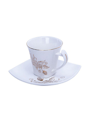 Royalford 12-Piece Pocelain Cup & Saucer Set, 40.5 x 27.5 x 10cm, White/Gold