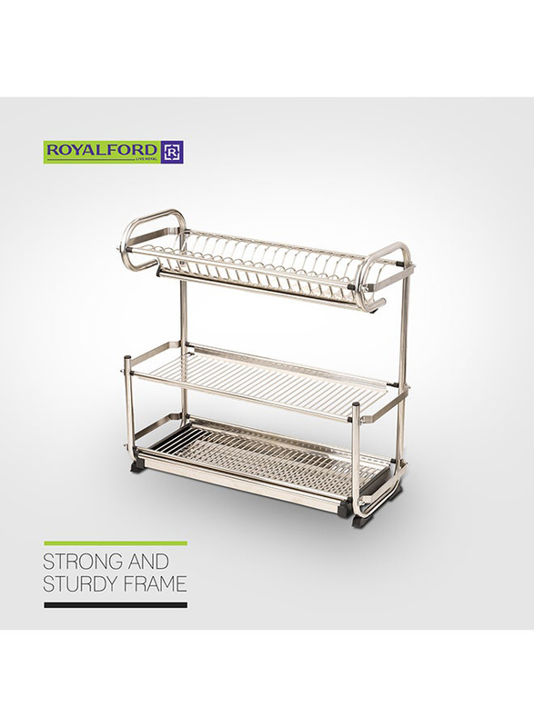 Royalford 3 Tier Dish Rack, Silver