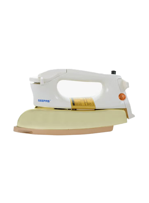 Geepas Electric Dry Iron, 1000W, Gdi2750, White/Gold