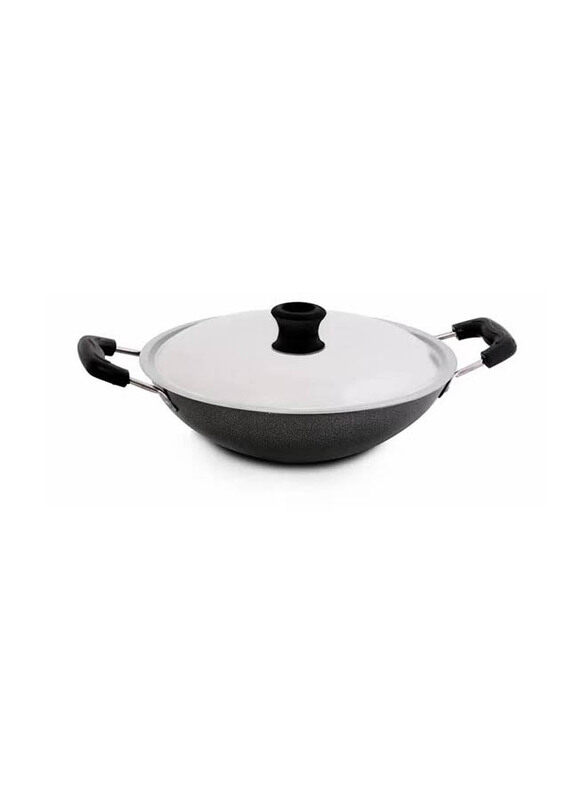 

Royalford 21cm Stainless Steel Appam Chatti with Lid, RF4952, Silver/Black
