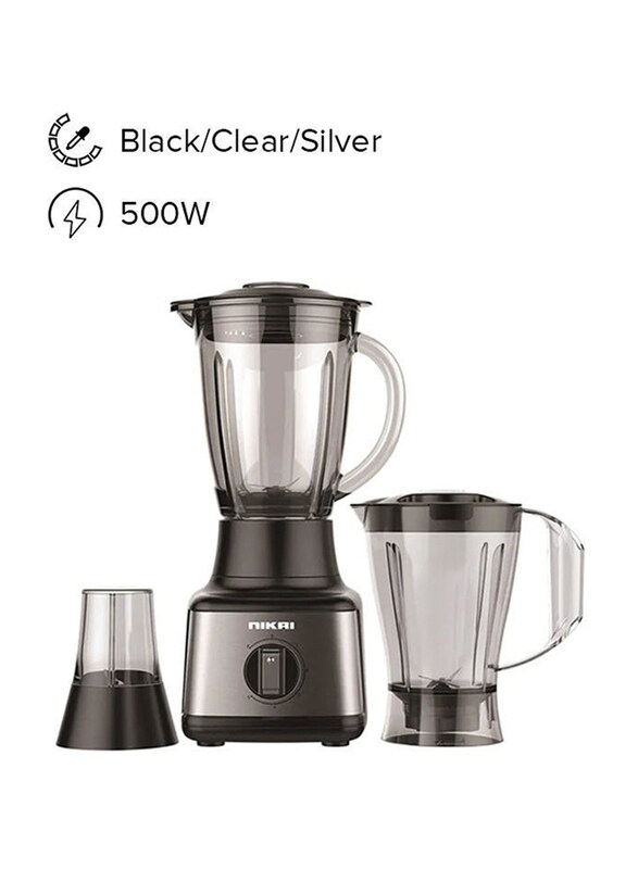 

Nikai 3-in-1 Blender, 500W, NB3900GEB, Black/Clear/Silver