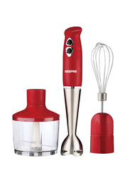 Geepas 0.86L Electric Hand Blender, 400W, GHB6136, Red/Clear/Silver