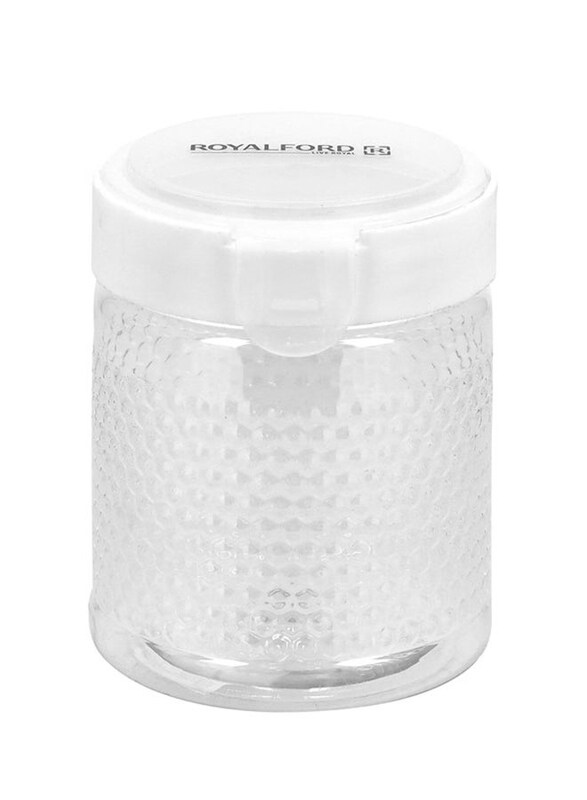 

Royalford Crystalia Round Canister, 1200ml, Clear/White
