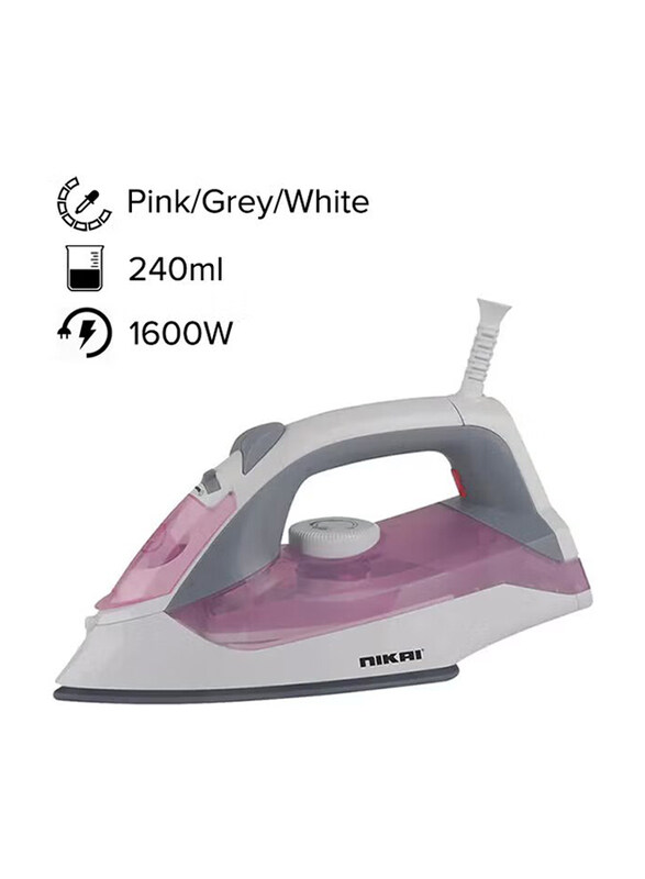 

Nikai Steam Iron, 1600W, NSI858A, Pink/Grey/White