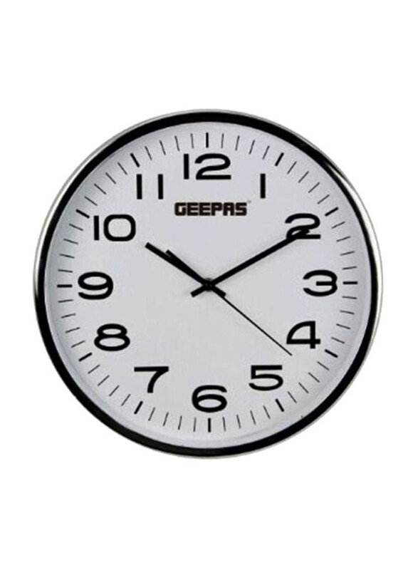

Geepas Round Shaped Analog Wall Clock, 12 x 5cm, White/Black