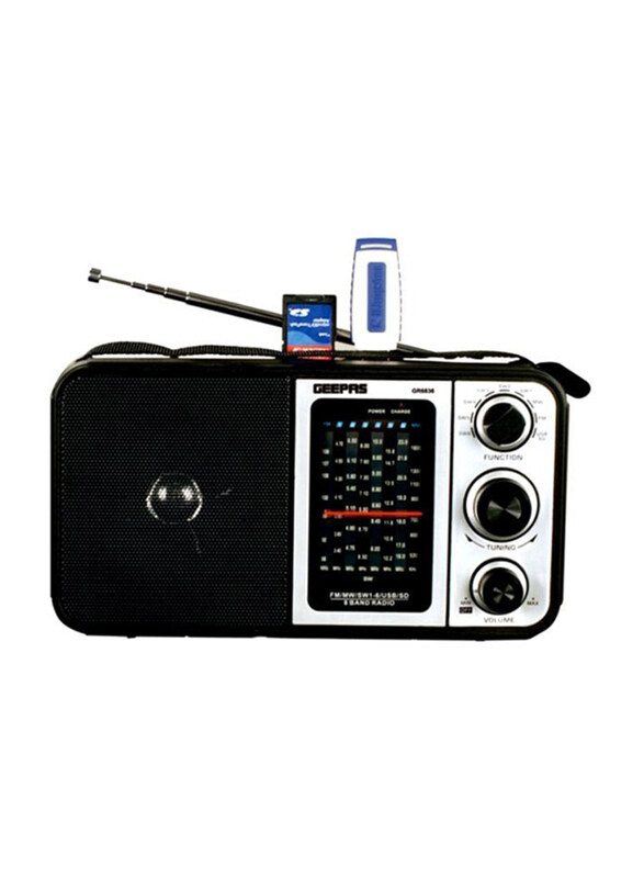 

Geepas Rechargeable FM Radio with USB/SD Card Slots, GR6836, Black