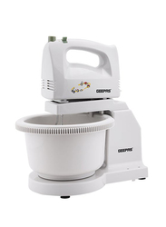 Geepas Hand Mixer With Stand & Bowl, 200W, Ghb2002n, White