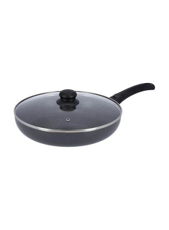 

Delcasa 28cm Aluminium Frypan with Glass Lid, DC1580, Black