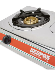 Geepas Renewed Double Burner Gas Stove, GK5605, Silver/Red/Black