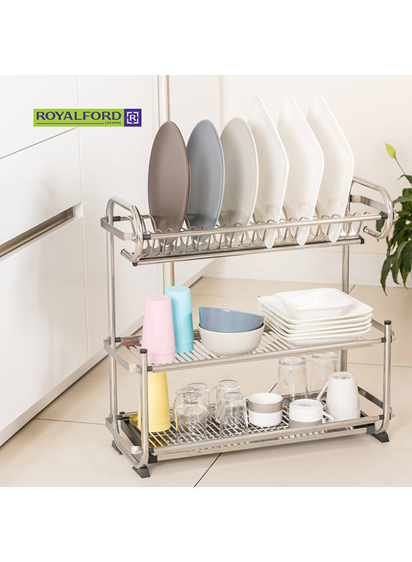 Royalford 3 Tier Dish Rack, Silver