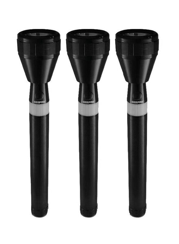 

Geepas Rechargeable LED Flashlight, 3 Pieces, Black