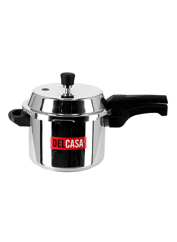 

Delcasa 5 Ltr Dishwasher Safe Pressure Cooker, DC1577, Silver/Black