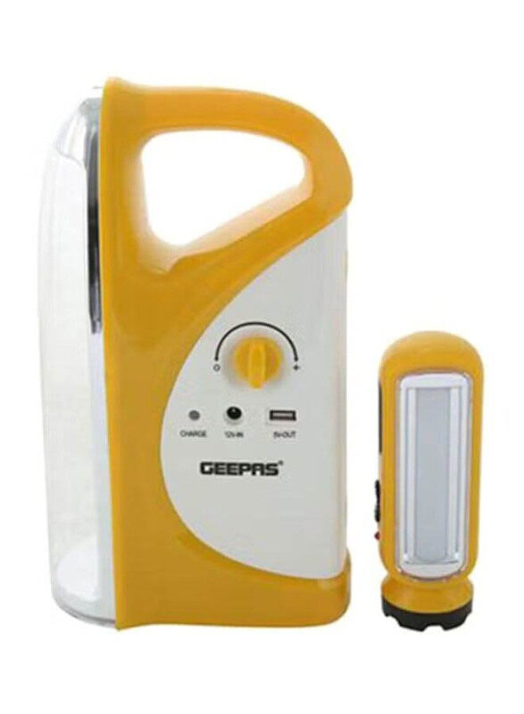 

Geepas Rechargeable LED Light Lantern with Torch, Yellow/Silver