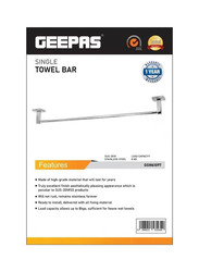 Geepas Towel Bar, 1 x 20cm, Silver