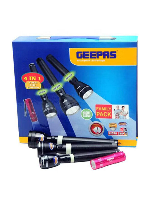 

Geepas LED Flashlight, 4 Pieces, Black