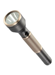 Geepas Rechargeable LED Flashlight with Power Bank, Gold/Grey