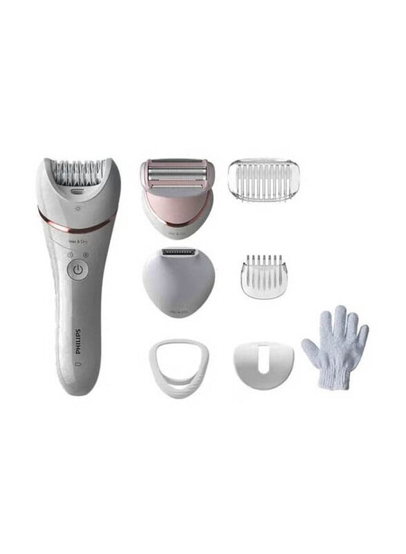 

Philips Series 8000 Wet And Dry Epilator, BRE720, White/Pink