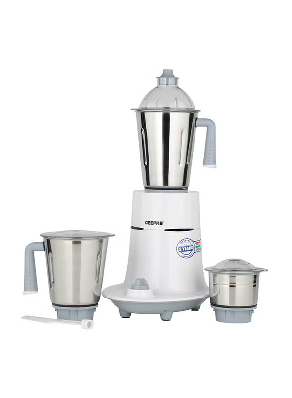 

Geepas 3-in-1 3 Speed Control Mixer Grinder with Stainless Steel Jars and Blades, 550W, GSB5080N, Silver/White/Orange