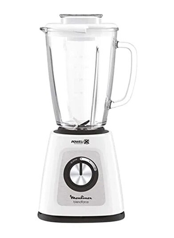 

Moulinex 1.75L Blendforce Blender, 700W, with Large Capacity Glass Jug, LM435127, White/Clear