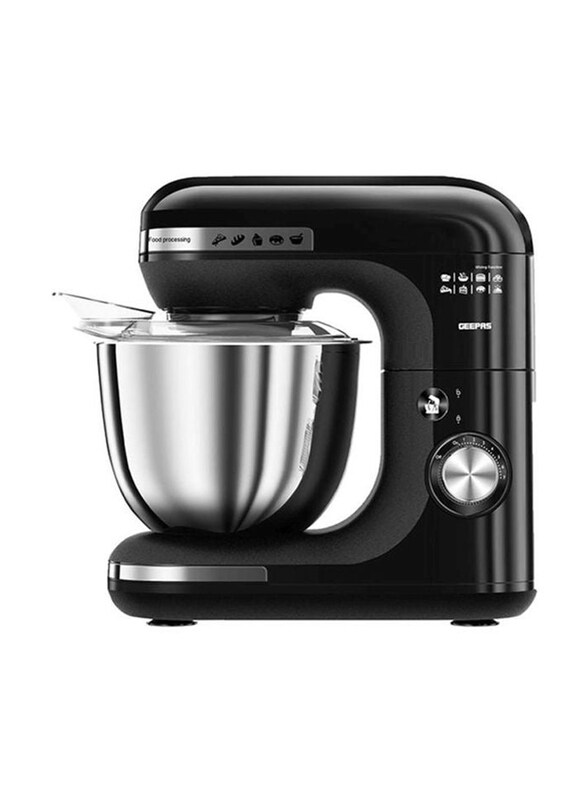 

Geepas 5L Multi Functional Stand Mixer with 7 Level Mixing Speed, 600W, Gsm43013, Black/Silver