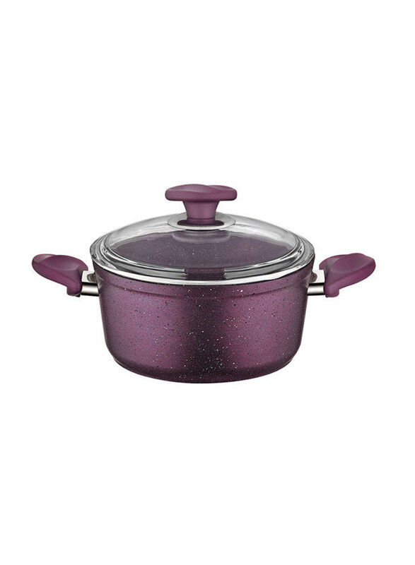 

Royalford 30cm Durable Granite Coated Aluminium Casserole with Lid, RF10259, Purple