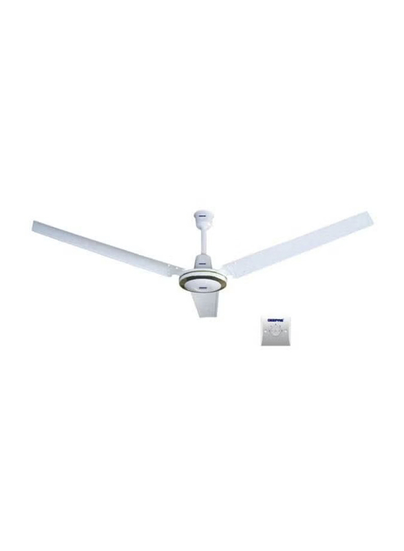 Geepas 56-Inch Double Ball Bearing 3 Blade with Strong Air Breeze Ceiling Fan, 75 W, GF9428, White