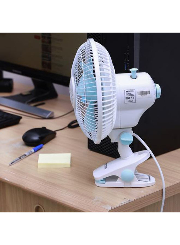 Geepas Mini Desk Fan, GF9626, White/Light Blue