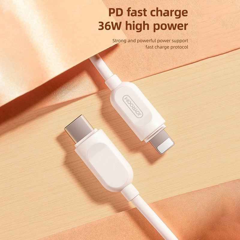 Joyroom 1-Meter 36W Lightning PD Charging Cable, USB Type-C to Lightning for Apple Devices, White