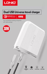 Ldnio Quick Charge 3.0 USB Travel Charger Adapter, White