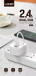 Ldnio Fast Travel Charger with Dual USB, White