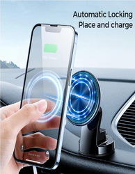 Joy Room Magnetic Wireless Car Charger Holder with LED Letter Ring, JR-ZS290, Black