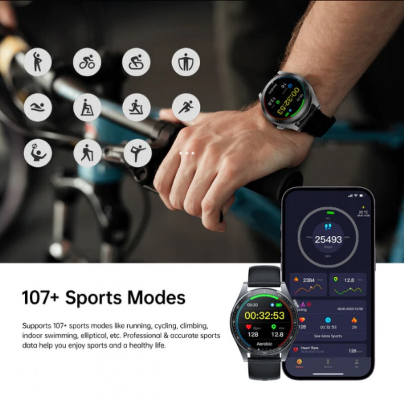 Joyroom Classic Series Waterproof IP68 Smart Watch With Leather Straps Black