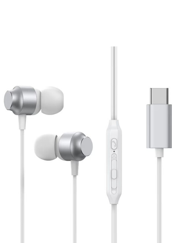 Joyroom In-Ear Type C Headphones Wired Earphones With Microphone USB-C Earbuds Sound Noise Isolating Compatible New iPad, iPad Pro, Samsung Galaxy, iPad Air Etc 1.2M White and Silver
