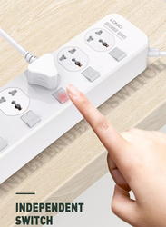 Ldnio Defender Series 4 Sockets with Independent Switch 3.4A 4 USB Port Multifunction Power Surge Protector, 2500W, White