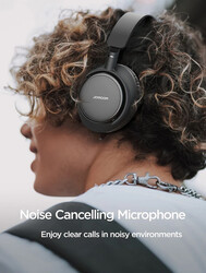 Joyroom Wireless On Ear Headphones, Pure Bass Sound, Speed Charge, Fast USB Type-C, Multi-Point Connection, Voice Assistant With Noise Cancelling Microphone Black