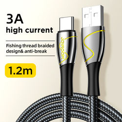 Joy Room 1.2-Meter Nylon Braided USB Type-C Fast Charging Cable, USB Type A to USB Type-C for Smartphones/Tablets, S-1230K6 3A, Black