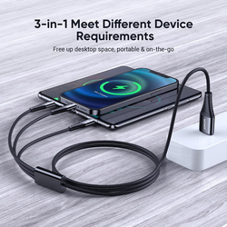 Joyroom 1.2-Meter 3-in-1 Braided Fast Charging Cable, USB Type A to Micro USB, Lightning & USB Type-C for Smartphones/Tablets, S-1230G4, Green