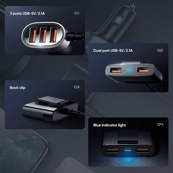 Joyroom 5 Multi USB Car Charger Adapter, Black