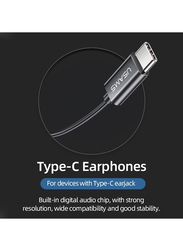 Usams Aluminium Alloy Type-C In-Ear Headphone with Mic, Black