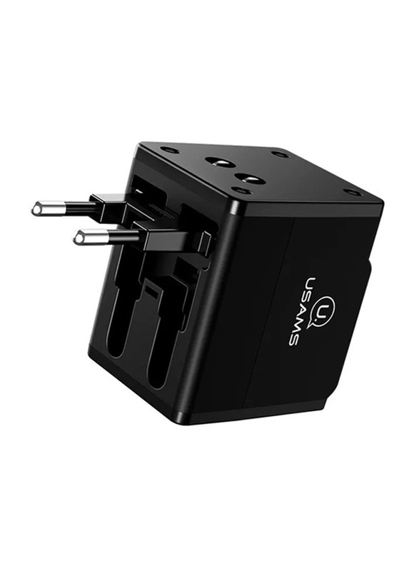 Usams 4-in-1 Adapter Dual USB Universal Travel Charger, Black