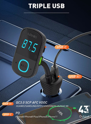 Ldnio Bluetooth FM Transmitter Fast Car Charger Black