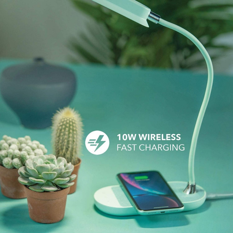 Momax Warm/Cool/Natural White Q-LED Flex Mini Lamp with QL5D Wireless Charger, Green