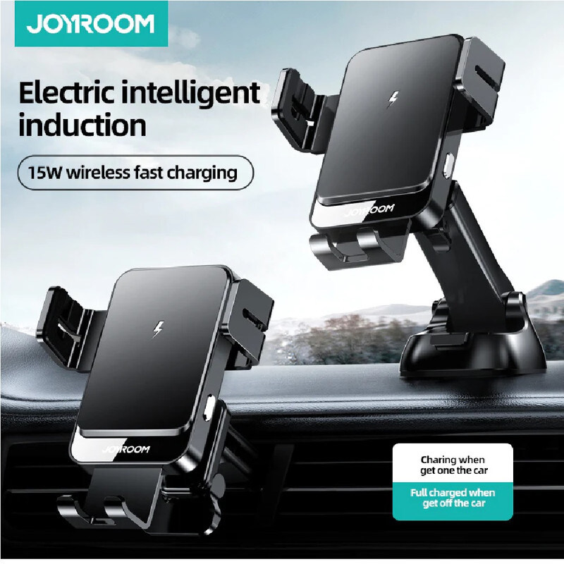 

Joyroom Wireless 15W Qi Fast Charging Car Charger Phone Holder Mount, Black