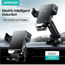 Joyroom Wireless 15W Qi Fast Charging Car Charger Phone Holder Mount, Black