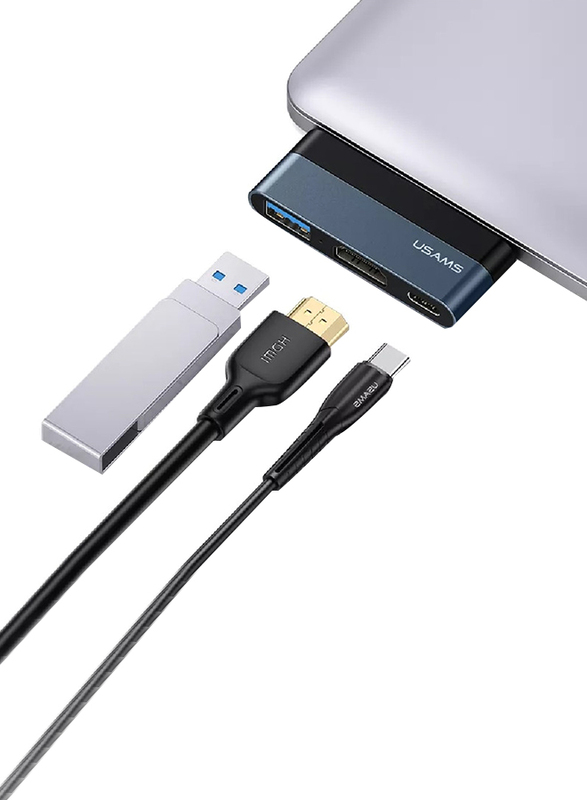 Usams Type-C Mini Adapter Multiport USB Docking Station, Black