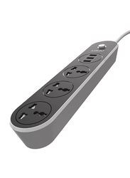 Ldnio 3 Sockets Surge Protected Power Strip with 1.6 Meter Long Cable and 3 USB Charging Ports 5V DC, Black